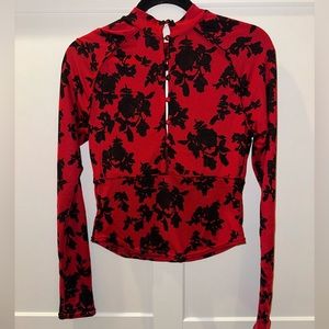 Red and black sexy Free People top with cutouts